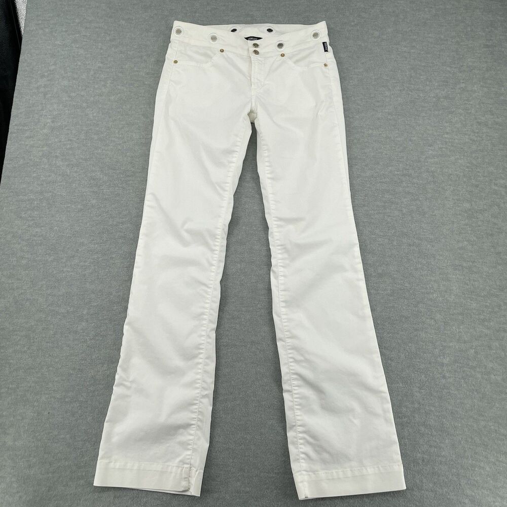 Versace Jeans Couture Ittierre Pants White Flare Leg Vintage Womens 26/40 (7 US)